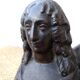Paire de chenets de cheminée buste Louise de La Vallière XIX