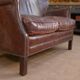 Small Vintage Bench Sofa Studded Leather Sofa 1970s