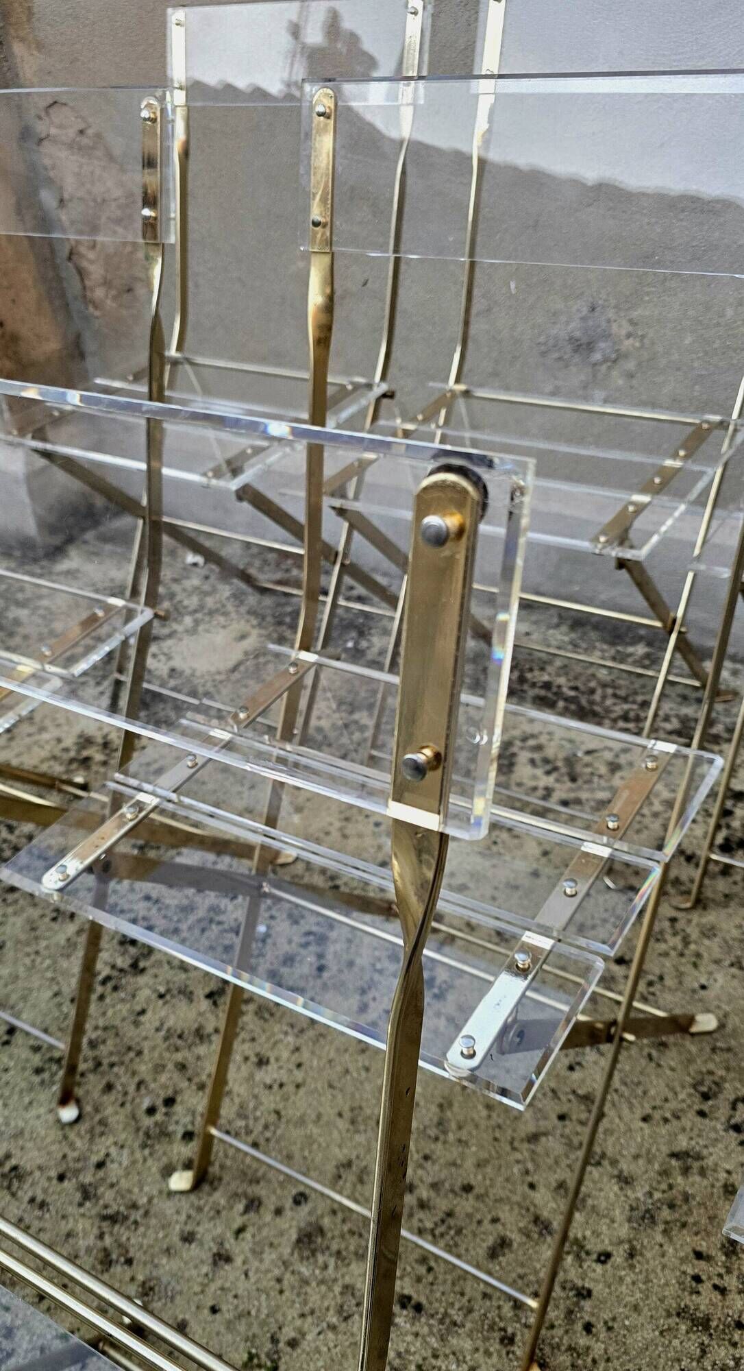 Set of 8 folding plexiglass chairs, Yonel Lebovici and Bernard Berthet, 1970