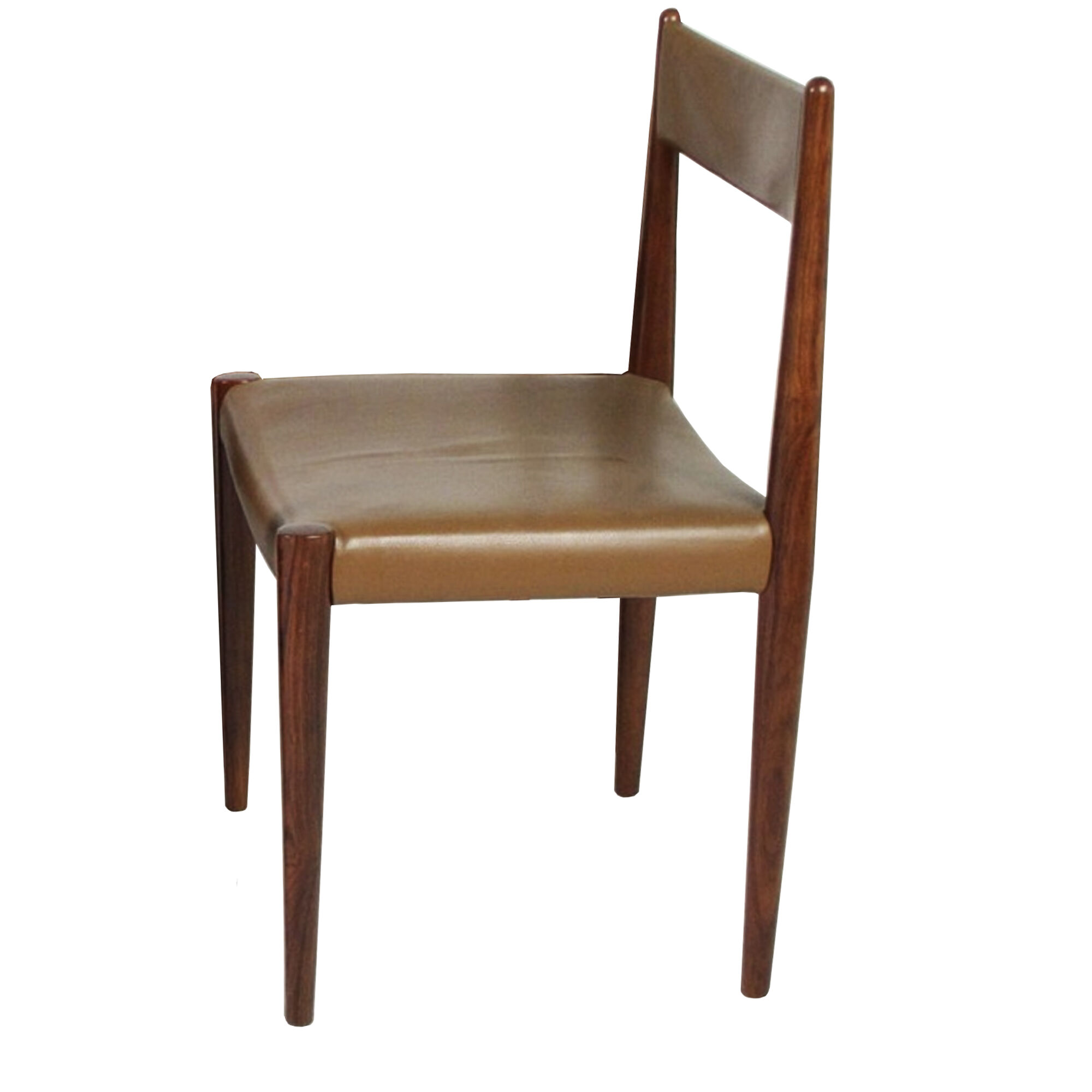 Lot de Chaises en palissandre et cuir kaki  1960s, Fabriquant Lübke,