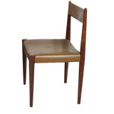 Lot of rosewood and khaki leather chairs 1960s, Manufacturer Lübke,