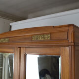 Art Nouveau wardrobe by Mathieu Gallerey in mahogany, model with Clematis, circa 1920
