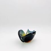 Pocket Vase Flavio Poli Murano Crystal Sommerso Blue Petrol Amber 21cm