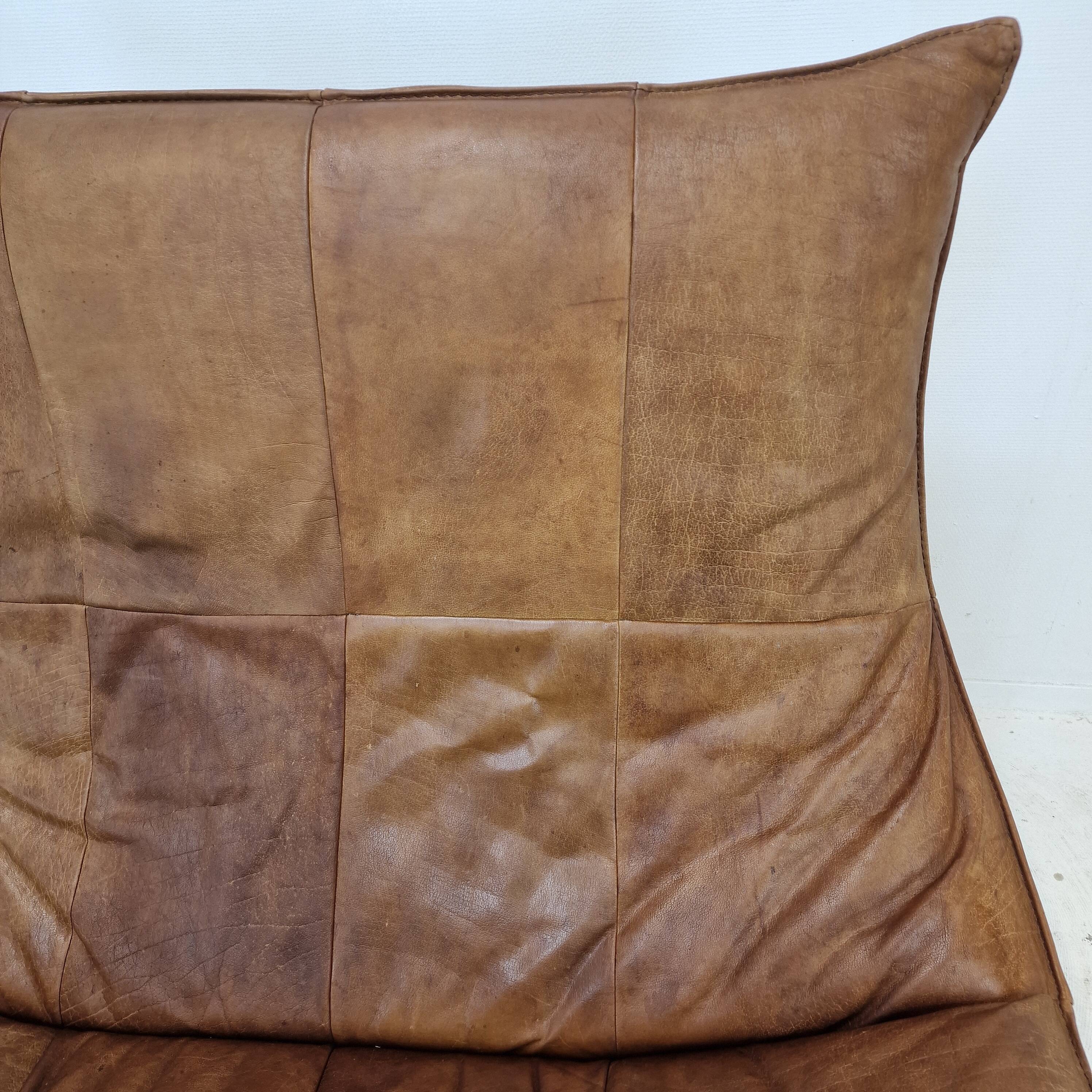 Montis “The Rock” Sofa In Brown Leather By Gerard Van Den Berg, 1970s