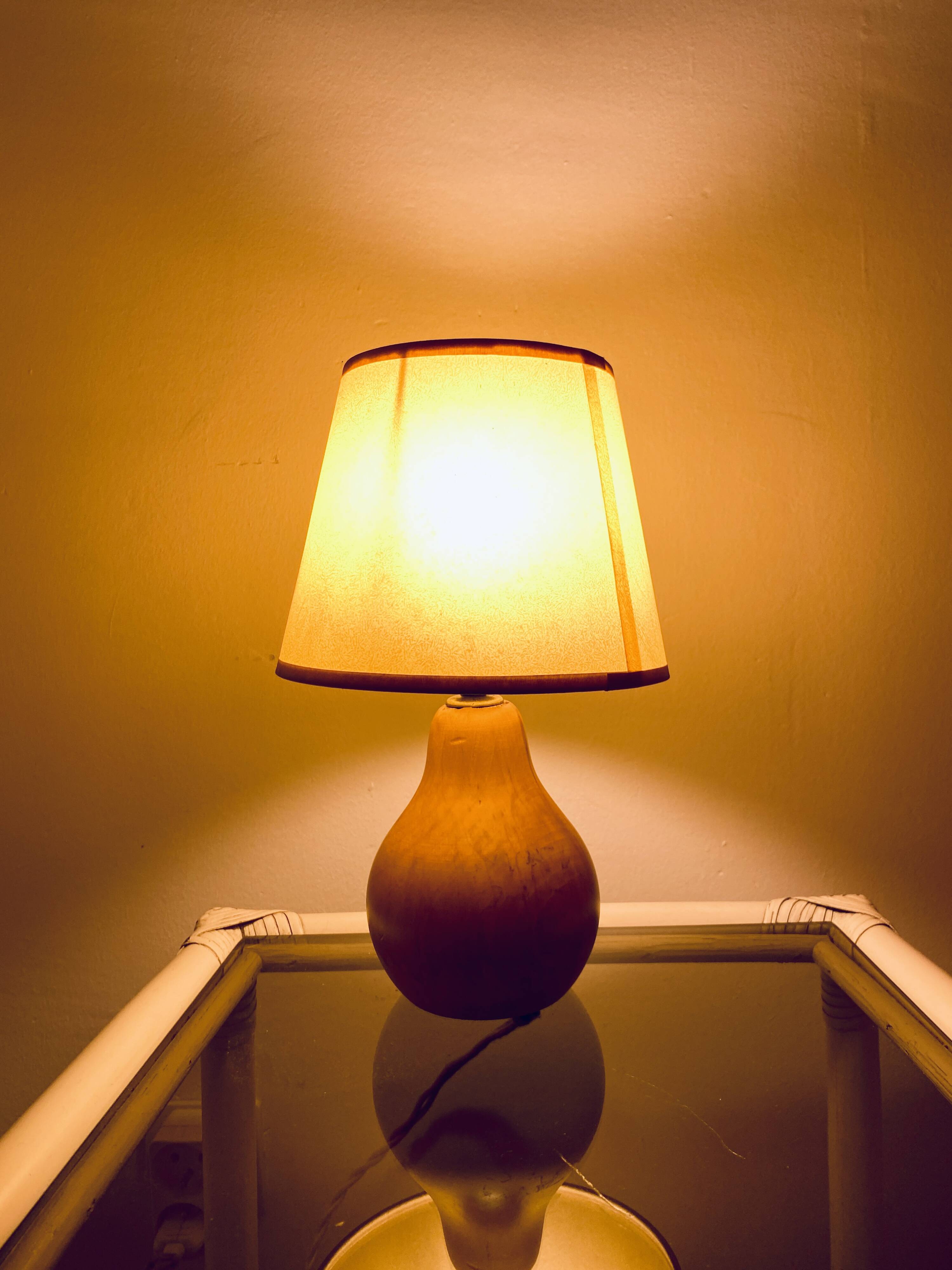 Lampe bois, câble neuf tissu 2M, abat-jour