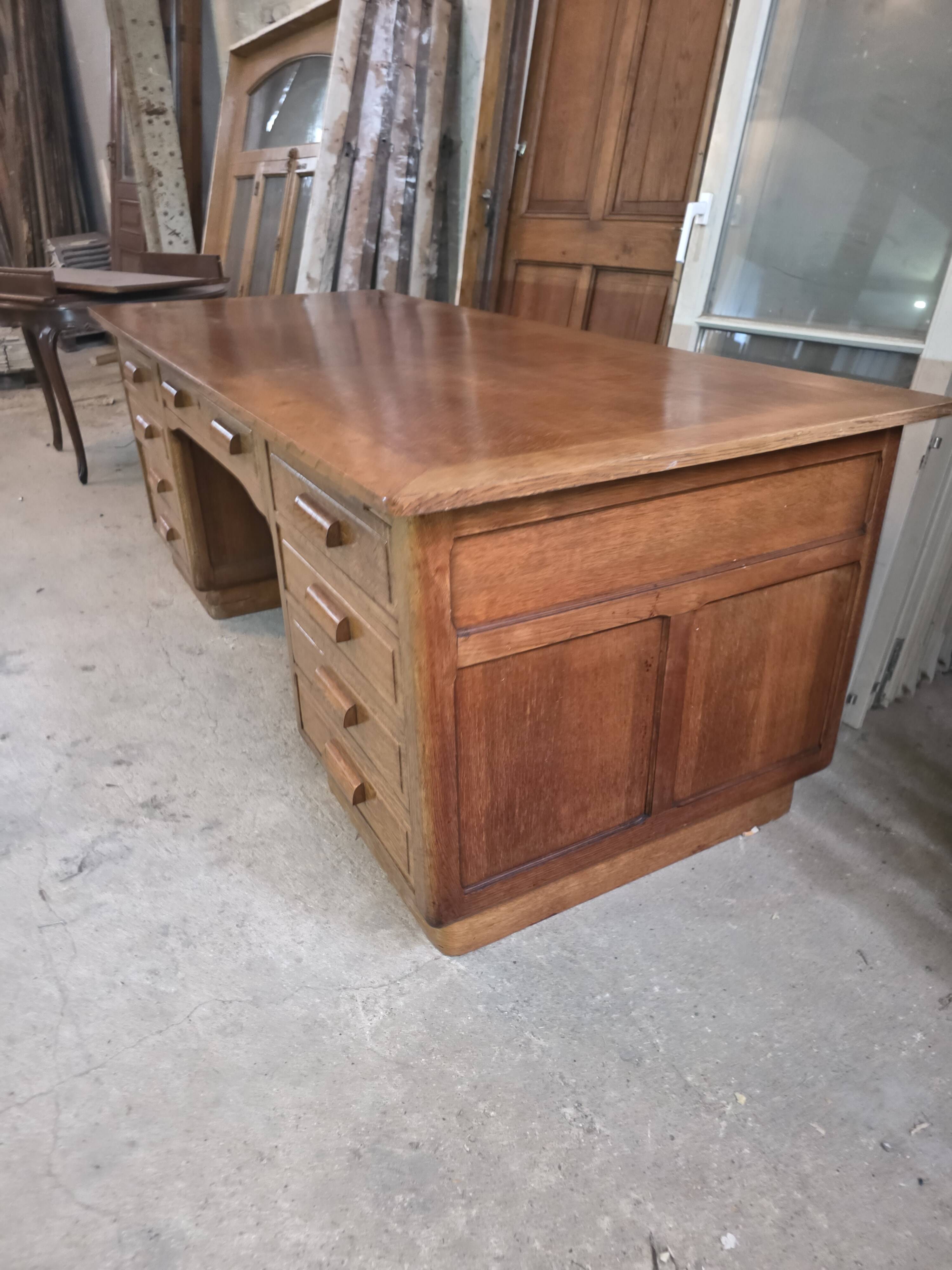 Bureau ministre XXL en chêne , 220 × 95 cm