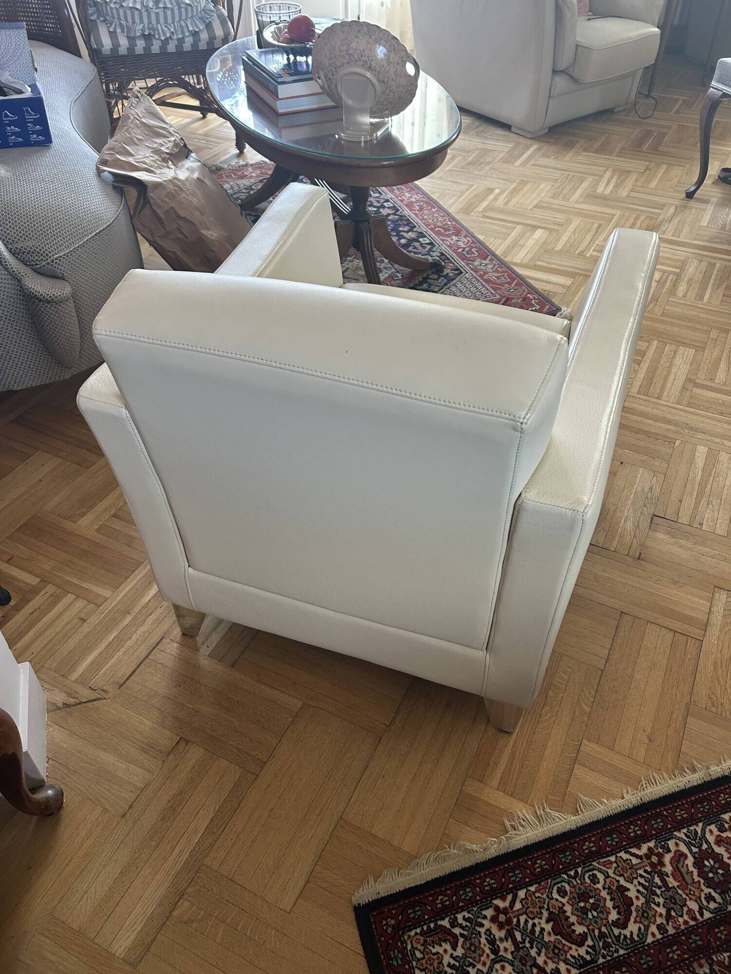 High-end burov ivory leather armchair - as new (never used)