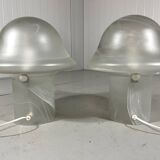 Lampes de table en verre champignon Peill & Putzler des années 1970