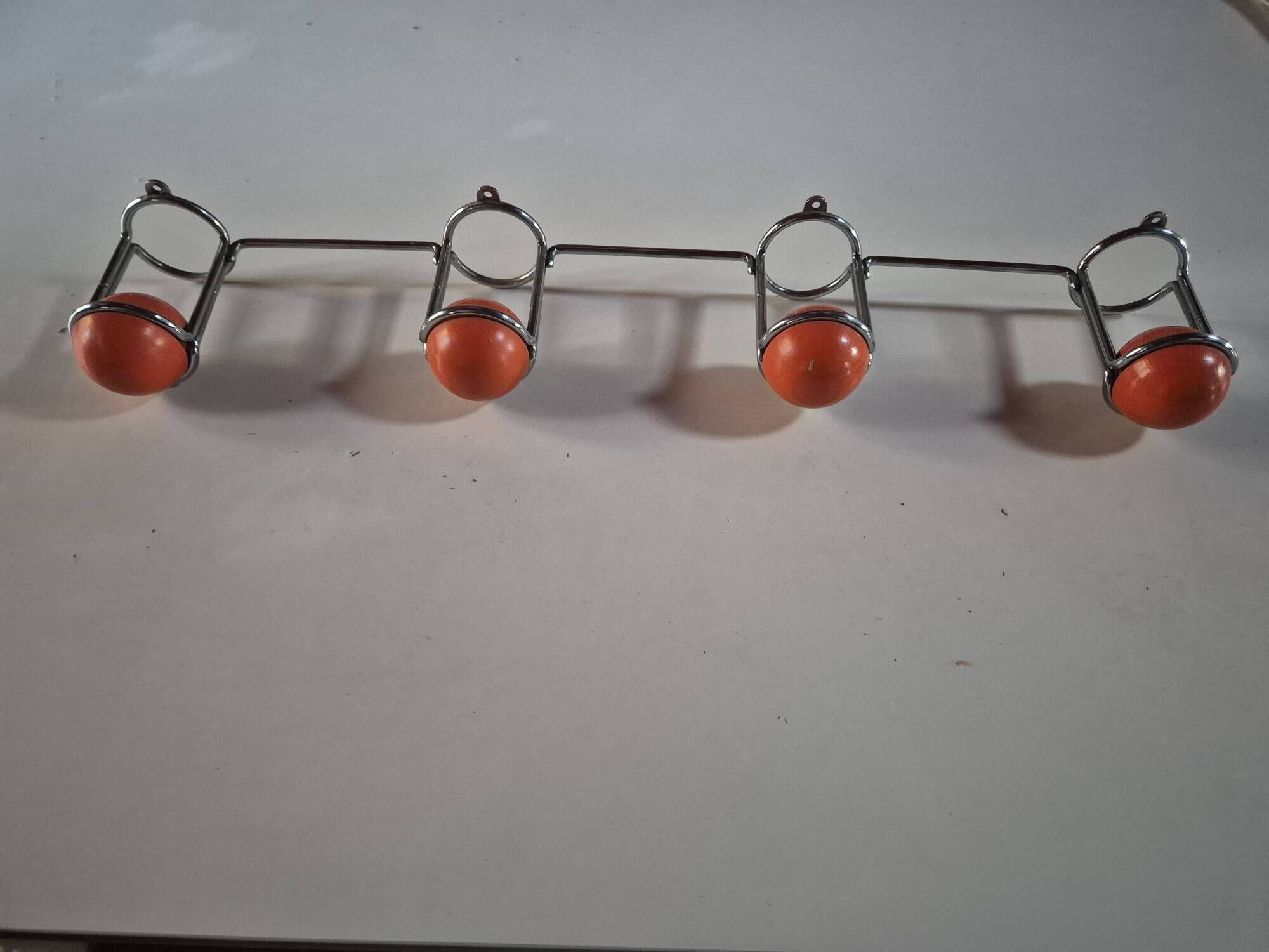 vintage metal coat rack with orange ball 1970s
