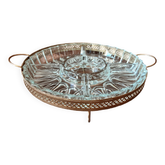 Compartments dish on metal base