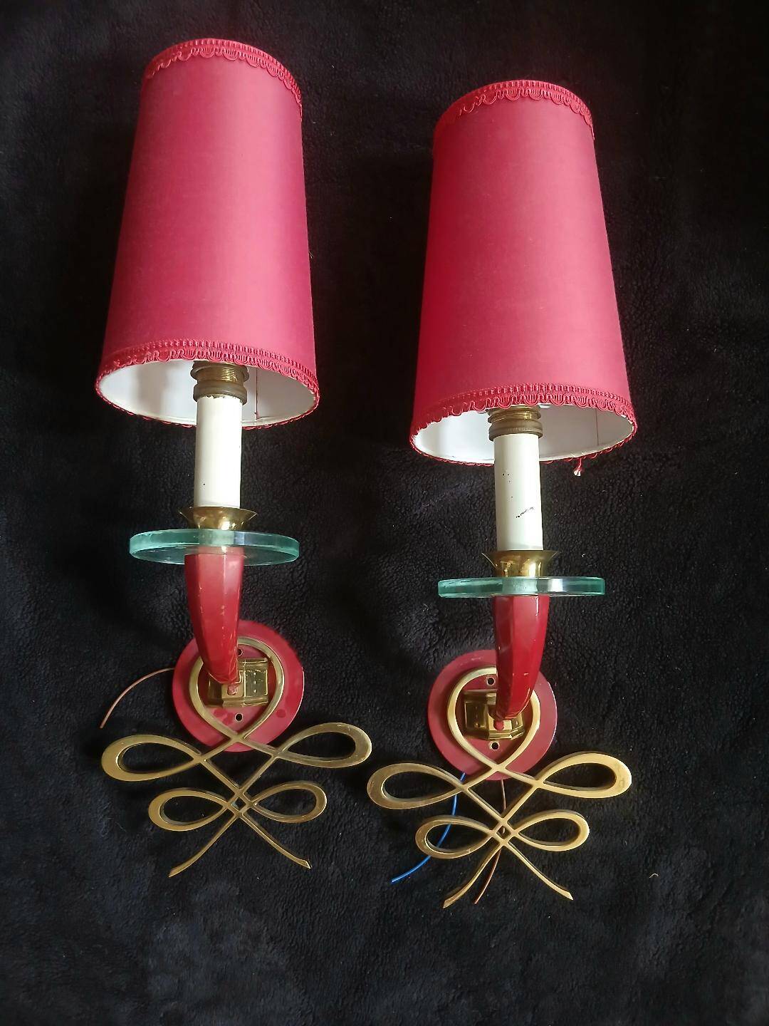 Appliques bronze et verre jules leleu art deco
