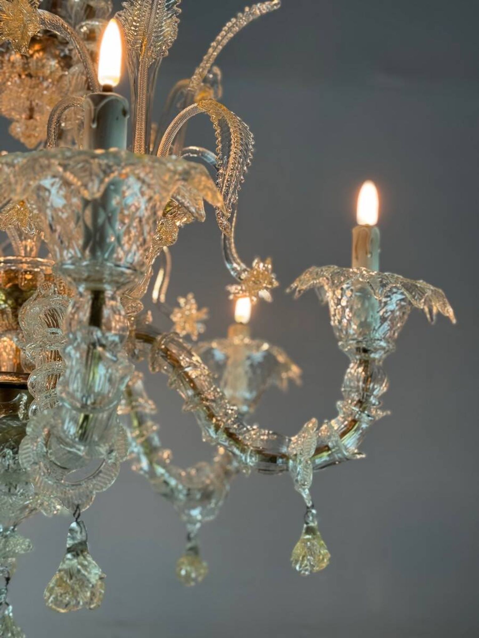Rezzonico Venetian chandelier in gilded Murano glass, circa 1940