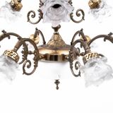 Brass chandelier from the 1950s, Western Europe.