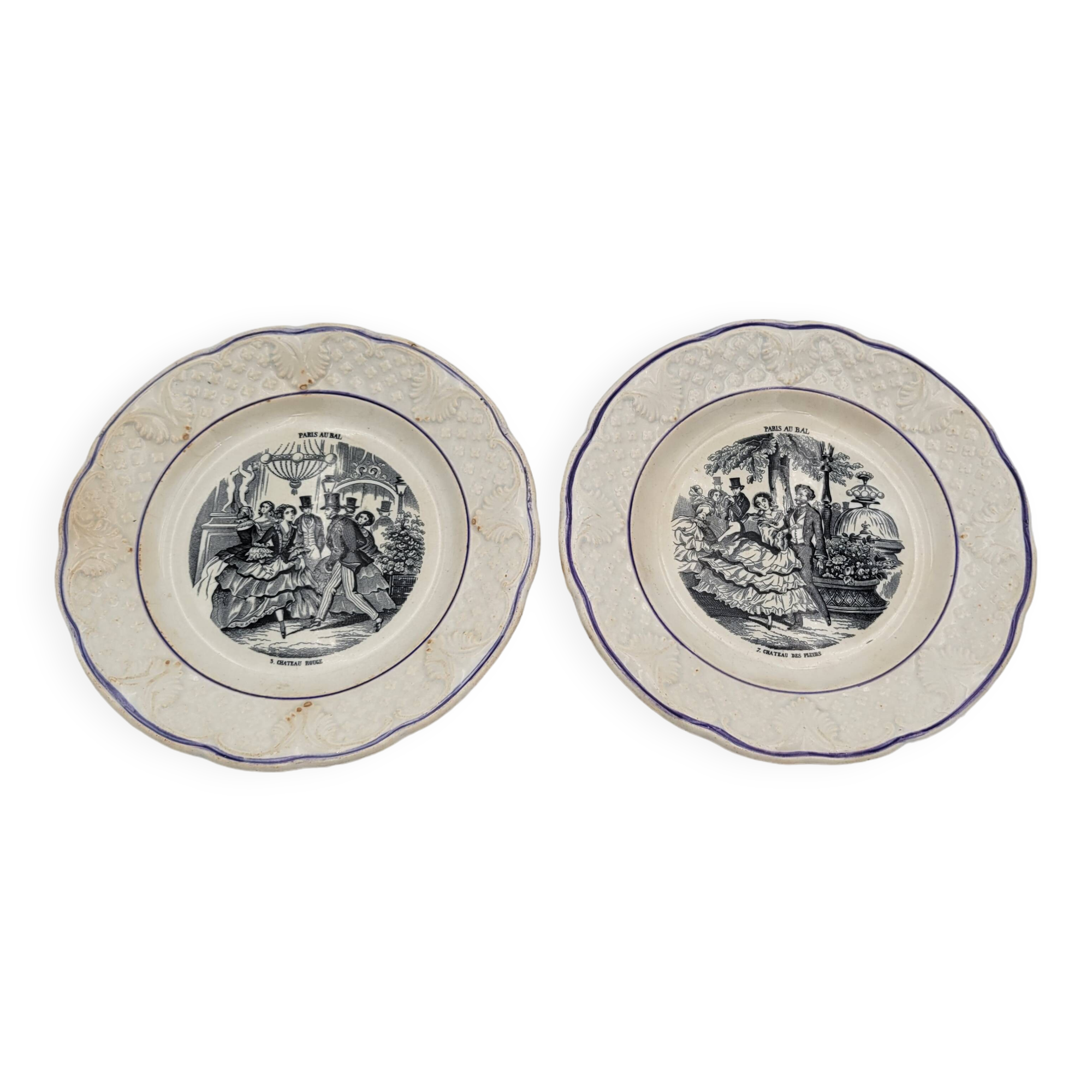 Set of 2 talking plates in Choisy-le-Roi porcelain