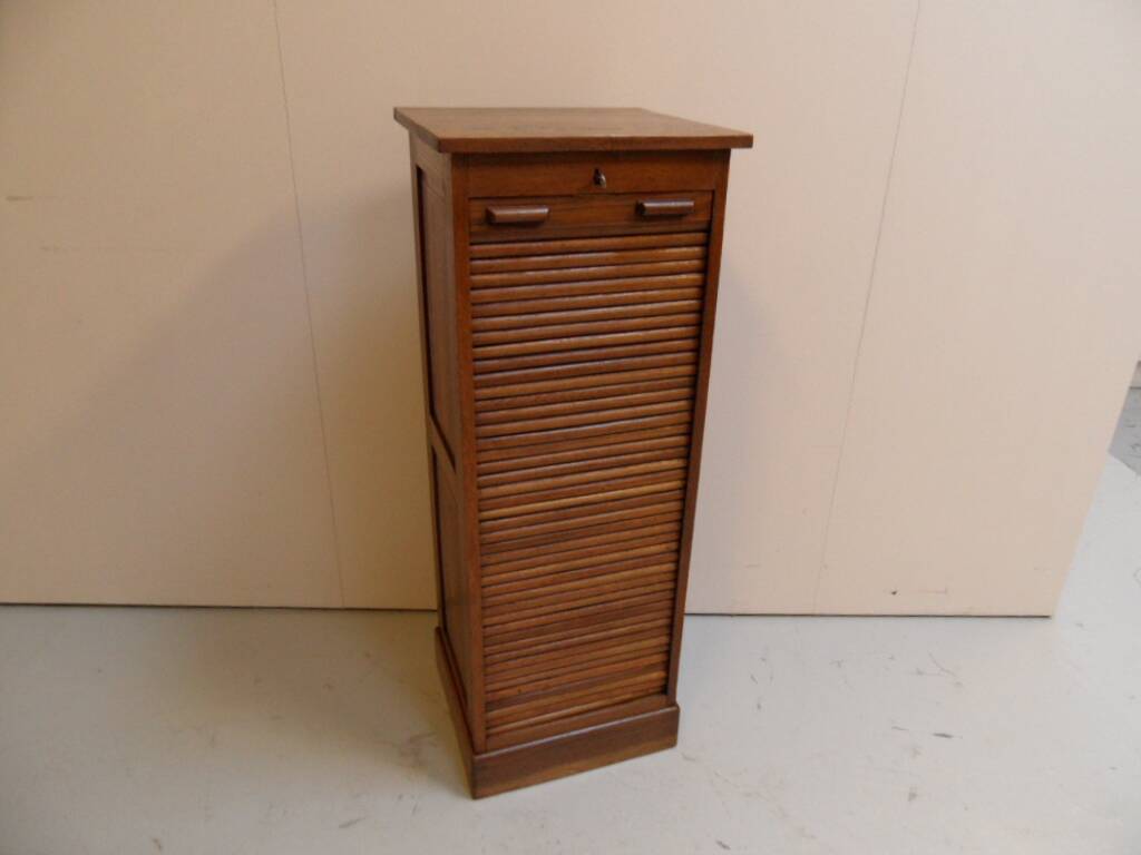 Antique oak filing cabinet with roller shutter