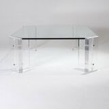 Table basse en lucite et verre, karl springer, 1970s