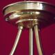French mid century 3 bulb brass semi flush ceiling light opaque glass shade