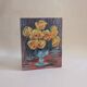 Vintage painting, bouquet of yellow roses
