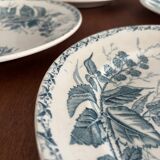 Set of 5 Vintage Badonviller Ironstone Flat Plates – Blackberry Pattern