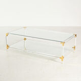Glass and brass coffee table