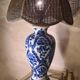 Large blue porcelain lamp 66x41 lampshade asia, japan, china elec new