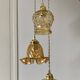 Vintage triple globe waterfall pendant light in amber glass
