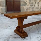Pair of oak monastic community benches, France, early 20th century