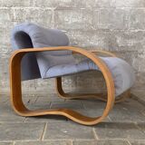 Midcentury modern curvy wavy lounge chair by Jan Bocan, Czech 1970s