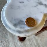 Table de chevet style Louis XVI, marbre de Carrare et acajou