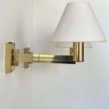 Pair of vintage adjustable wall lights, solid brass, Sweden 1970