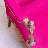 Bergère armchair (completely refurbished, including tacks, velvet fabric and seat)