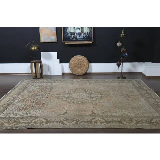 1970s Vintage Persian Handmade Wool Orange Area Rug 251x320