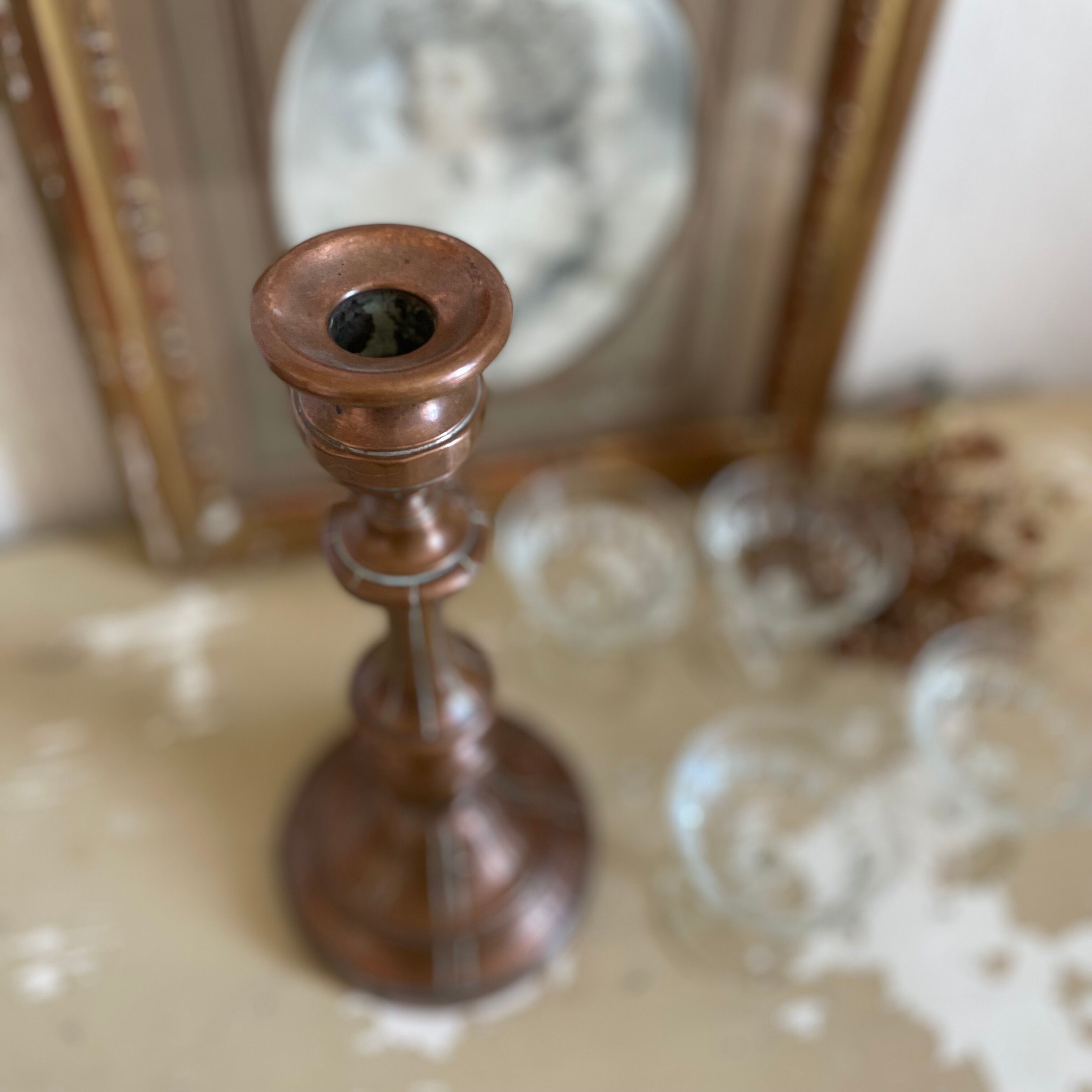 Vintage copper brass candle holder