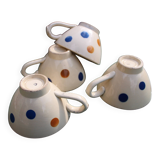 Set of 4 small polka dot cups in Castres earthenware