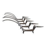 Set of 5 Dachshund knife holders in silvered bronze Walter Bosse - 1950s/1960s