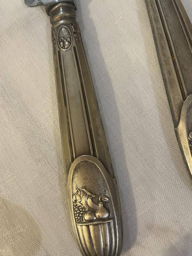 Art Deco silver and steel carving set L and H