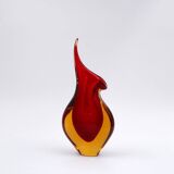 Vase Flavio Poli Seguso en verre de Murano rouge et jaune