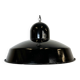Lampe à suspension industrielle en émail noir, 1960s