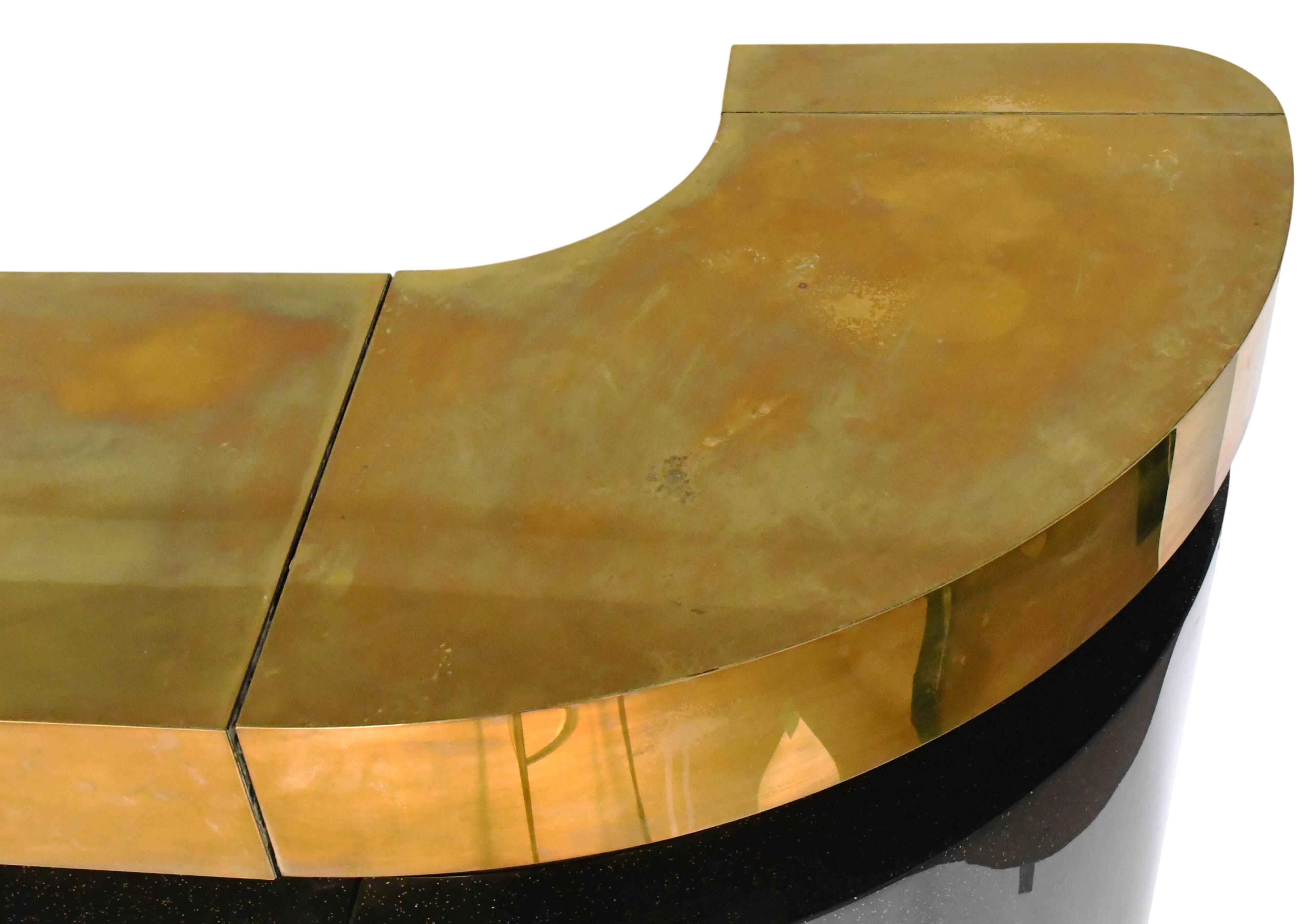 Bar in black lacquer and gilded brass by Jean-Claude Mahey for Maison Romeo.