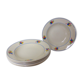 Set of 6 vintage soup plates from the Gien factory, Nice model