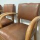 Set of 4 armchairs bridge leather and wood called "moustache" style art deco circa 1940
