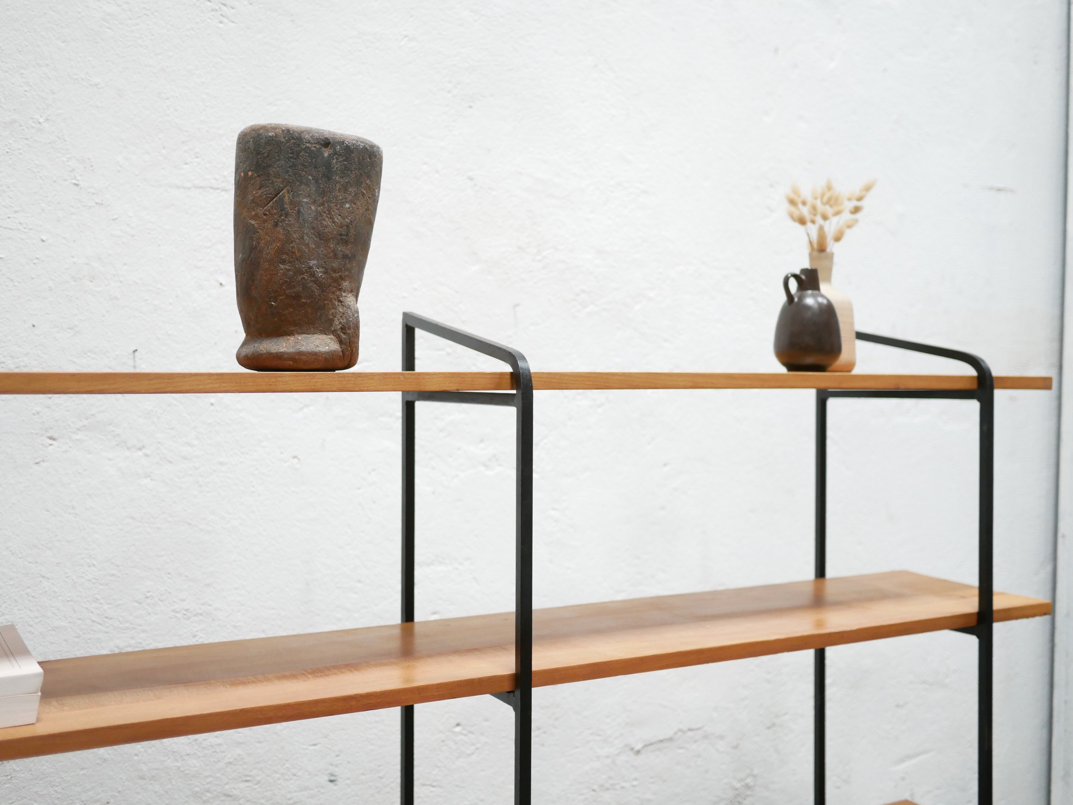 Vintage wooden and metal shelf