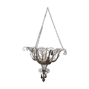 Suspension pour fleurs - fer bois
