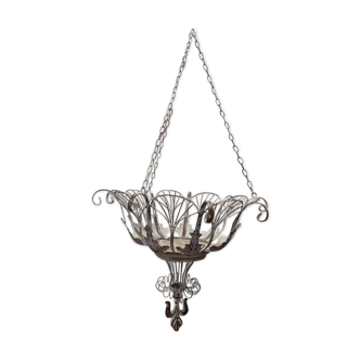 suspension for flowers in iron and wood