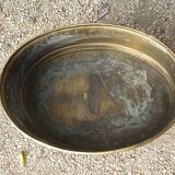 Oval brass planter with large handle