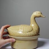 Small vintage terrine GEO from the 50s-60s, beige ceramic duck.