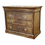 Louis Philippe chest of drawers with 5 drawers from the 19th century in cherry wood with glass knobs