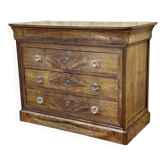 Louis Philippe chest of drawers with 5 drawers from the 19th century in cherry wood with glass knobs