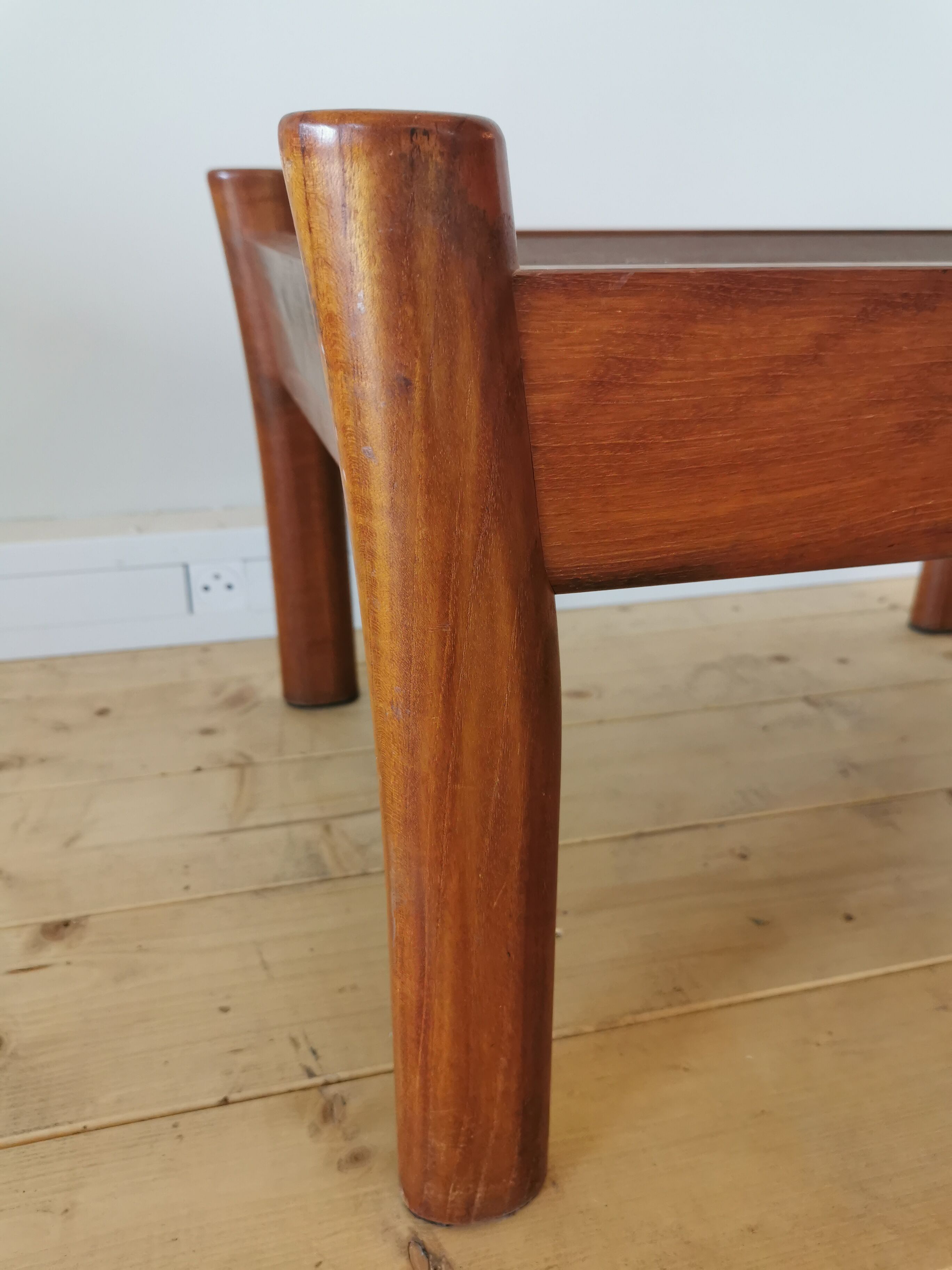 Pair of Dyrlund leather footrest 60s leather
