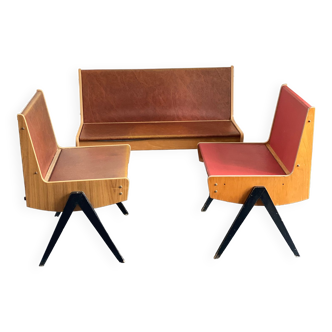 Trio of vintage EKA Wohnmobel benches